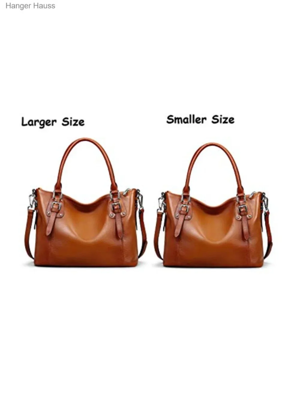 Genuine Leather Tote Satchel Handbag with Top Handles, Crossbody Strap